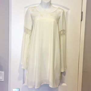 New! Off white lace chiffon back slit Tunic dress